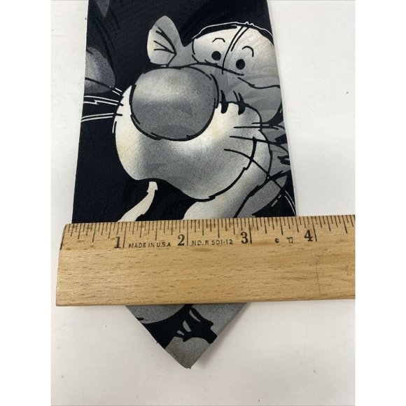 Disney Winnie The Pooh Themed Mens Tie Tigger Eeyore Black & Gray Necktie - Picture 6 of 6